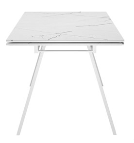 Кухонный раздвижной стол DikLine SKM140 Керамика Белый мрамор/подстолье белое/опоры белые (2 уп.) в Химках - предосмотр 3