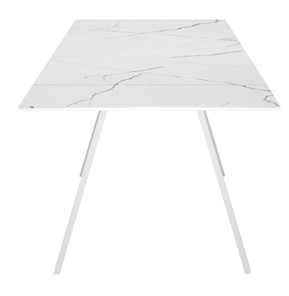 Кухонный раздвижной стол DikLine SKM140 Керамика Белый мрамор/подстолье белое/опоры белые (2 уп.) в Химках - предосмотр 4