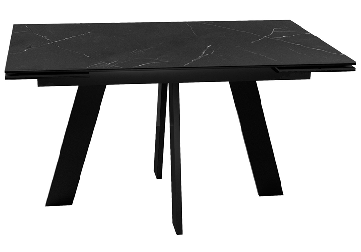 Кухонный раскладной стол DikLine SKM140 Керамика Черный мрамор/подстолье черное/опоры черные (2 уп.) в Химках - изображение 2