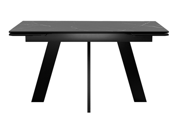 Кухонный раскладной стол DikLine SKM140 Керамика Черный мрамор/подстолье черное/опоры черные (2 уп.) в Химках