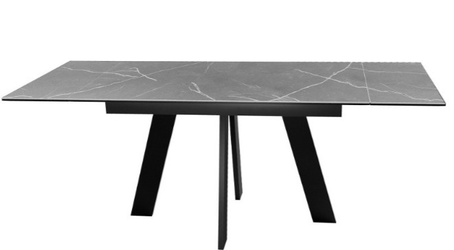 Раздвижной стол DikLine SKM140 Керамика серый мрамор/подстолье черное/опоры черные (2 уп.) в Подольске - изображение 2