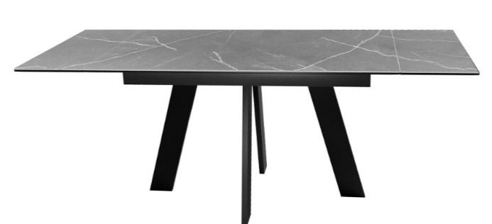Раздвижной стол DikLine SKM140 Керамика серый мрамор/подстолье черное/опоры черные (2 уп.) в Подольске - изображение 4