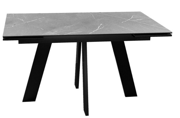 Раздвижной стол DikLine SKM140 Керамика серый мрамор/подстолье черное/опоры черные (2 уп.) в Химках - изображение