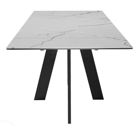 Раздвижной стол DikLine SKM140 Керамика серый мрамор/подстолье черное/опоры черные (2 уп.) в Подольске - изображение 6