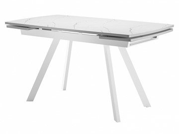 Кухонный стол раздвижной Dikline US120 Стекло мрамор белый сатин/ножки белые в Подольске - предосмотр