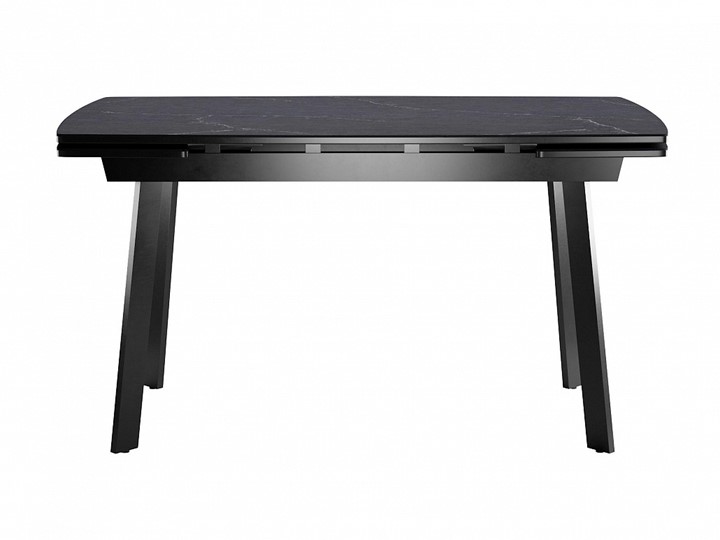 Кухонный раздвижной стол Dikline US140 Стекло мрамор черный сатин/ножки черные в Подольске - изображение 1