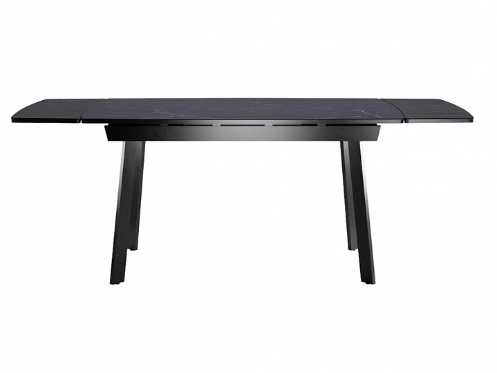 Кухонный раздвижной стол Dikline US140 Стекло мрамор черный сатин/ножки черные в Подольске - изображение 3