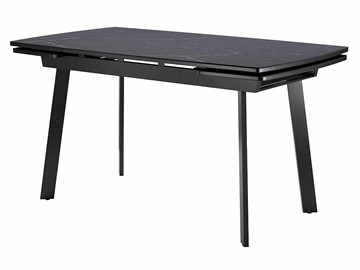 Кухонный раздвижной стол Dikline US140 Стекло мрамор черный сатин/ножки черные в Подольске - предосмотр
