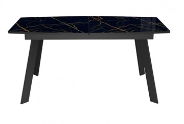 Кухонный стол раздвижной Dikline XLS160 мрамор черный глянец/ножки черные в Подольске - предосмотр 2