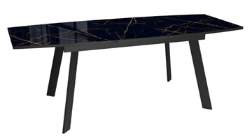 Кухонный стол раздвижной Dikline XLS160 мрамор черный глянец/ножки черные в Подольске - предосмотр 3