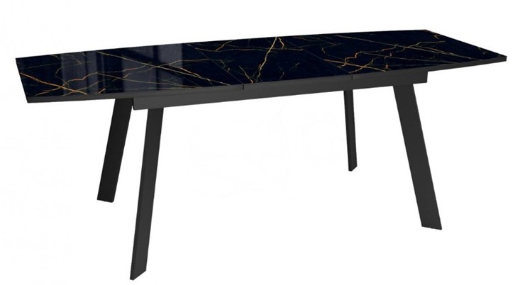 Кухонный стол раздвижной Dikline XLS160 мрамор черный глянец/ножки черные в Подольске - изображение 3