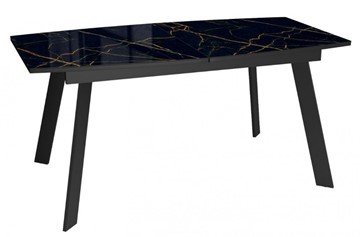 Кухонный стол раздвижной Dikline XLS160 мрамор черный глянец/ножки черные в Серпухове