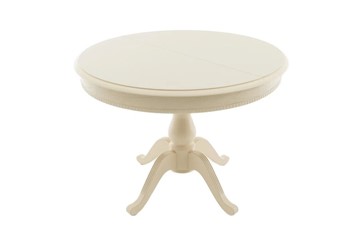 Кухонный стол раскладной Фабрицио-1 Glass, Круг 1000, (Тон 10 - Слоновая кость + Молочное) в Одинцово
