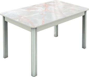 Кухонный стол раскладной Гамбург исп.2 ноги метал. крашеные №23, Фотопечать (Мрамор №7) в Подольске