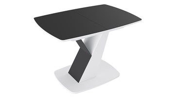 Стол раздвижной Гарда тип 1, цвет Белый/Стекло матовое черный графит в Одинцово