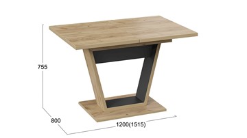 Кухонный стол раскладной Гавана тип 1 (Дуб крафт золотой/Черный) в Серпухове - предосмотр 5