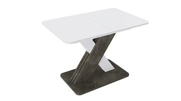 Кухонный раздвижной стол Люксембург тип 1 (Белый/Ателье темный/Стекло белое матовое) в Одинцово
