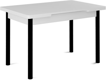 Стол раздвижной Милан-1 EVO, ноги металлические черные, белый цемент в Одинцово