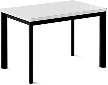 Кухонный стол раскладной Нагано-1G (ноги черные, стекло cristal/белый цемент) в Москве