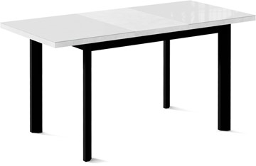 Кухонный стол раздвижной Нагано-2G (ноги черные, стекло cristal/белый цемент) в Москве - предосмотр 1