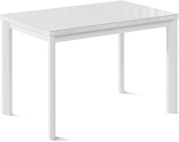 Кухонный стол раскладной Нагано-3G (ноги металлические белые, стекло cristal/белый цемент) в Москве - предосмотр