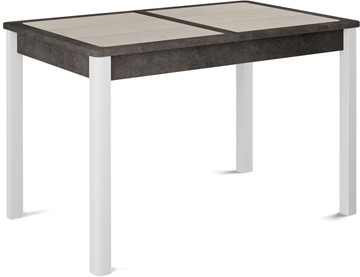 Кухонный стол раскладной Ницца-1 ПЛ (ноги белые, плитка бежевая/серый камень) в Одинцово