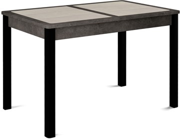 Кухонный стол раскладной Ницца-2 ПЛ (ноги черные, плитка бежевая/серый камень) в Подольске