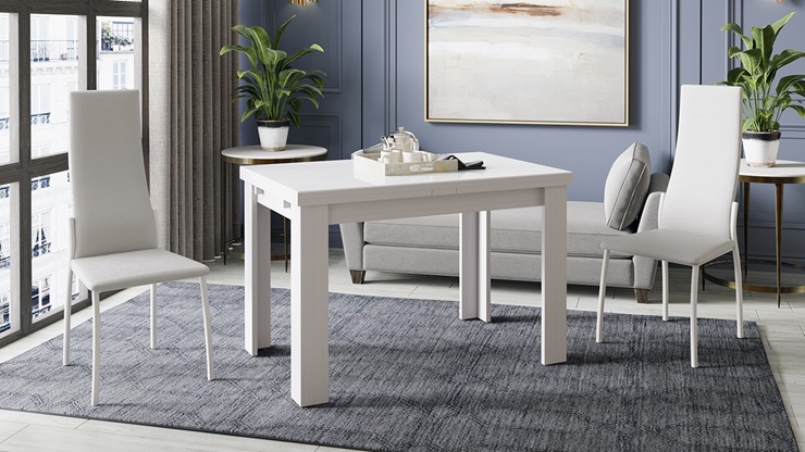 Кухонный стол раздвижной Норман тип 1, цвет Белый/Стекло белый глянец в Подольске - изображение 3