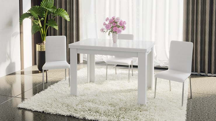 Кухонный стол раздвижной Норман тип 1, цвет Белый/Стекло белый глянец в Москве - изображение 4