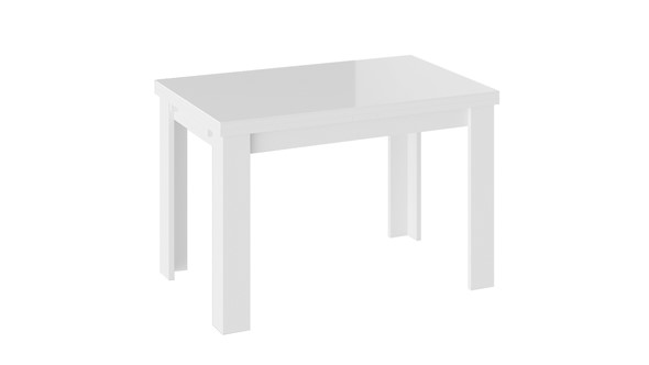 Кухонный стол раздвижной Норман тип 1, цвет Белый/Стекло белый глянец в Химках - изображение