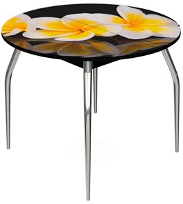 Кухонный раздвижной стол Ривьера - Круг, ноги метал. крашеные №24, ФП (Цветы №11) в Подольске