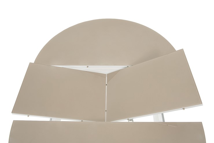 Кухонный раскладной стол Ривьера исп. круг хром №5 (стекло белое/черный) в Серпухове - изображение 4