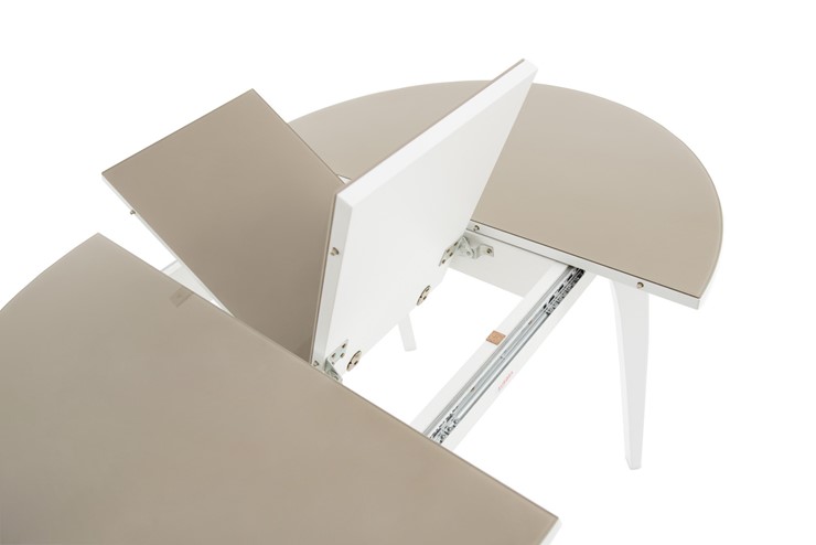 Кухонный раскладной стол Ривьера исп. круг хром №5 (стекло белое/черный) в Одинцово - изображение 5