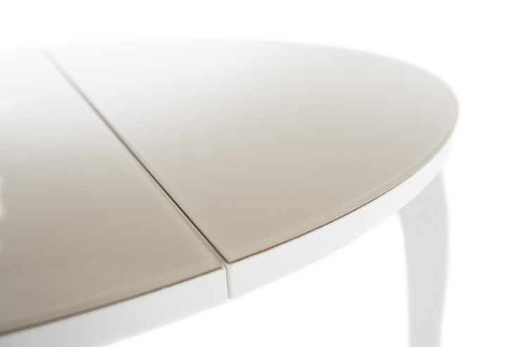 Кухонный раскладной стол Ривьера исп. круг хром №5 (стекло белое/черный) в Одинцово - изображение 6