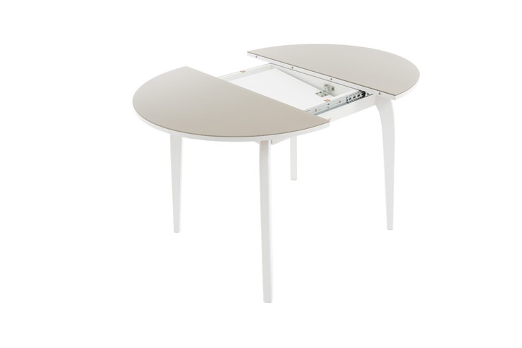 Кухонный раскладной стол Ривьера исп. круг хром №5 (стекло белое/черный) в Одинцово - изображение 7