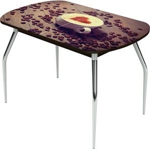 Кухонный стол раскладной Ривьера исп.1 ноги метал. крашеные №24 Фотопечать (Кофе №20) в Подольске