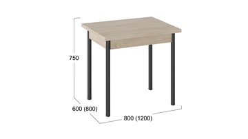 Кухонный стол раскладной Родос тип 2 с опорой d40 (Черный муар/Дуб Сонома) в Подольске - предосмотр 2