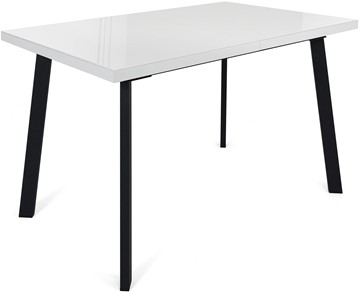 Кухонный стол раздвижной Сальвадор-1G (ноги черные, стекло cristal/белый цемент) в Подольске