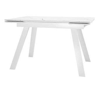 Кухонный раздвижной стол SKL 140, керамика белый мрамор/подстолье белое/ножки белые в Серпухове - предосмотр 1