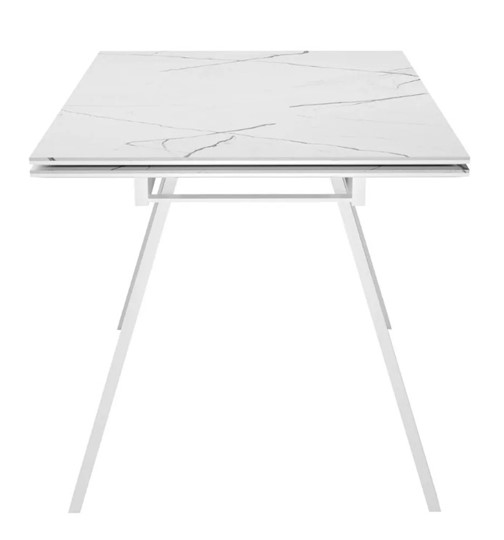Кухонный раздвижной стол SKL 140, керамика белый мрамор/подстолье белое/ножки белые в Подольске - изображение 3