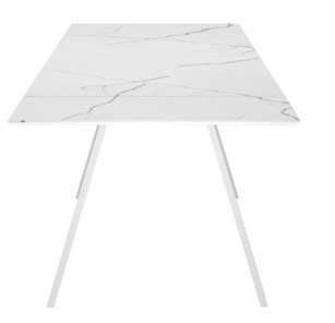 Кухонный раздвижной стол SKL 140, керамика белый мрамор/подстолье белое/ножки белые в Подольске - предосмотр 4