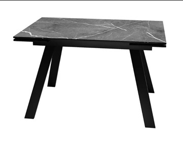 Кухонный раскладной стол SKL 140, керамика черный мрамор/подстолье черное/ножки черные в Серпухове - предосмотр