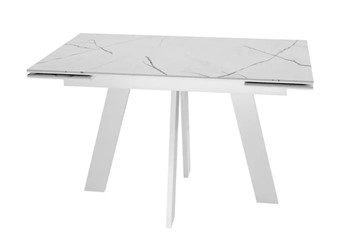 Раздвижной стол SKM 120, керамика белый мрамор/подстолье белое/ножки белые в Подольске - предосмотр