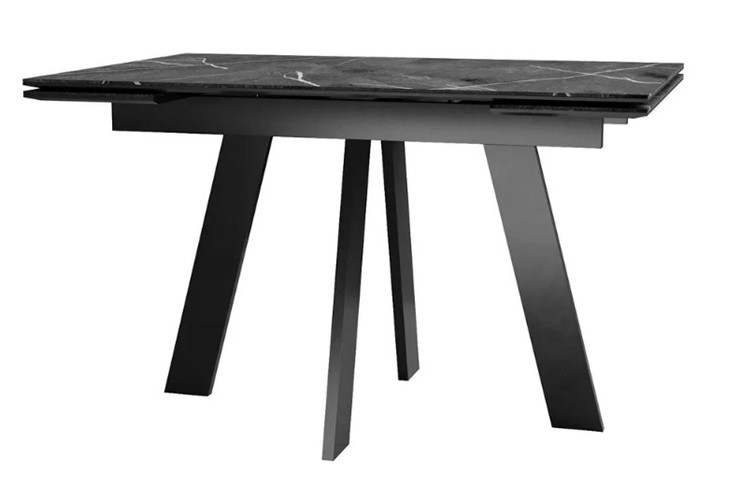 Кухонный раскладной стол SKM 120, керамика черный мрамор/подстолье черное/ножки черные в Серпухове - изображение 1