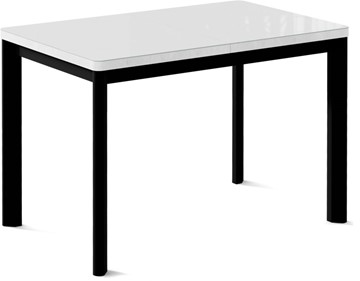 Обеденный раздвижной стол Токио-1G (ноги металлические черные, cтекло cristal/белый цемент) в Серпухове