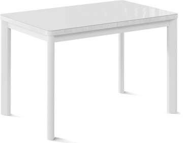 Кухонный стол раскладной Токио-2G (ноги металлические белые, cтекло cristal/белый цемент) в Москве - предосмотр