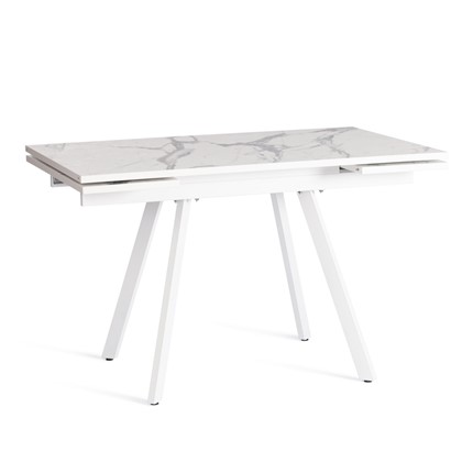 Кухонный раскладной стол VIGO ЛДСП/HPL/металл,120x80x30х30х75 см, Мрамор светлый/белый арт.20623 в Подольске - изображение
