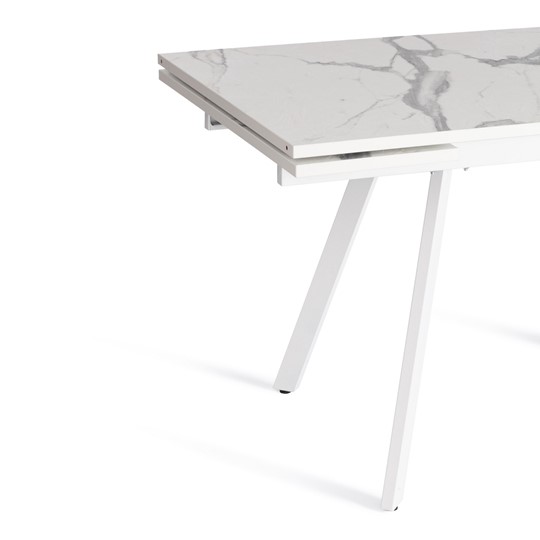Кухонный раскладной стол VIGO ЛДСП/HPL/металл,120x80x30х30х75 см, Мрамор светлый/белый арт.20623 в Подольске - изображение 6