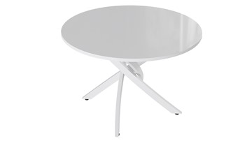 Обеденный круглый стол Diamond тип 2 (Белый муар/Белый глянец) в Химках