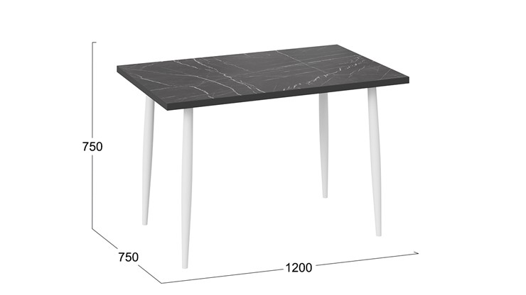 Кухонный обеденный стол Невада ДП1-02-08 (Черный мрамор/Белый) в Одинцово - изображение 3